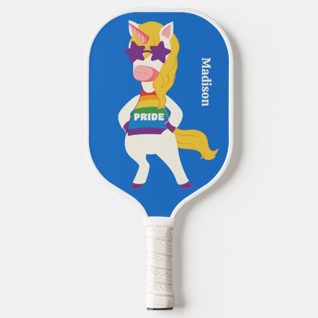 Custom Name Gay Unicorn Pickleball Paddle (Front)