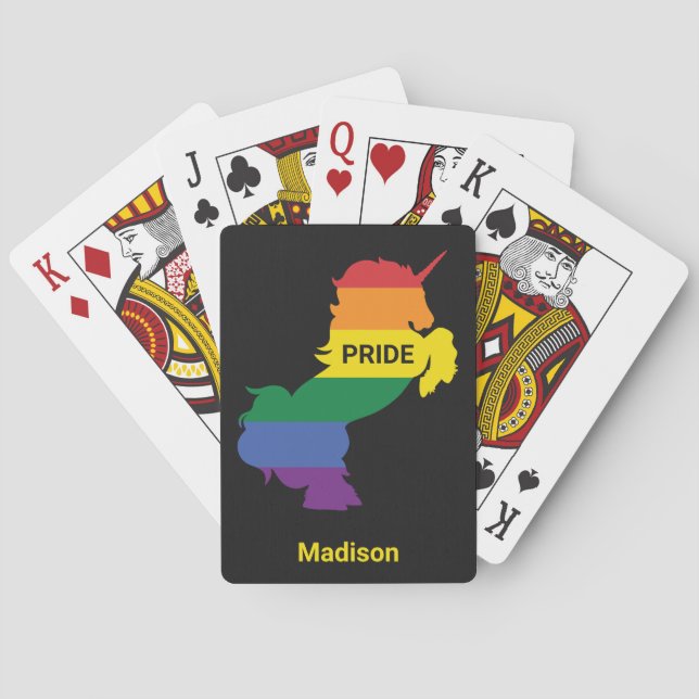 Custom Name Gay Unicorn Playing Cards (Back)