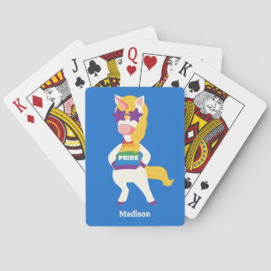 Custom Name Gay Unicorn Playing Cards