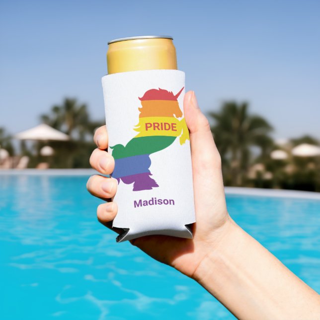 Custom Name Gay Unicorn Seltzer Can Cooler (In Situ Pool)