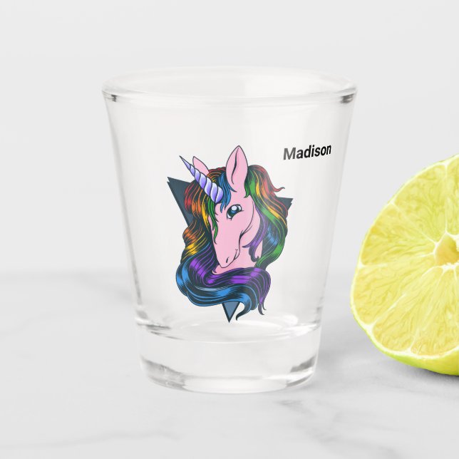 Custom Name Gay Unicorn Shot Glass (Front)