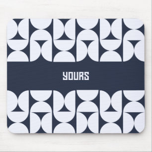 Custom Name Geometric Arch Mouse Pad Navy