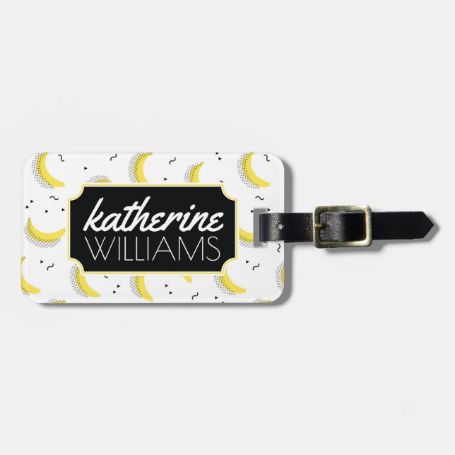 Custom Name Geometric Bananas Luggage Tag (Front Horizontal)