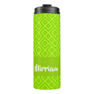 Custom name geometric print pattern thermal tumbler