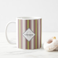 Custom Name Geometric Warm Neutral Candy Stripes