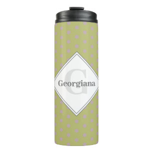 Custom Name Geometric Warm Neutral Polka Dot Stars Thermal Tumbler