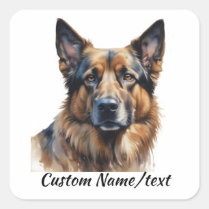 Custom Name German Shepherd Dog Pet Name  Square Sticker