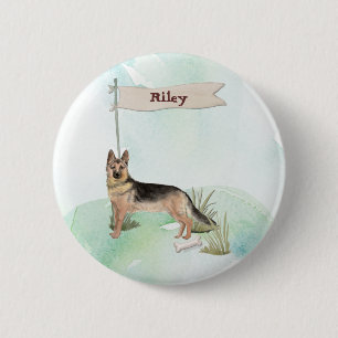 Custom Name German Shepherd Pet Dog 6 Cm Round Badge