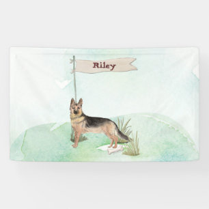 Custom Name German Shepherd Pet Dog Banner