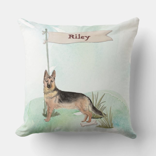 Custom Name German Shepherd Pet Dog Cushion (Front)