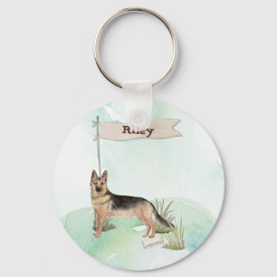 Custom Name German Shepherd Pet Dog Key Ring