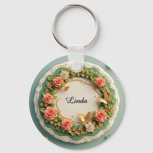 🌹 Custom Name Gift For Floral Rose Keepsakes 🌹 Key Ring (Front)