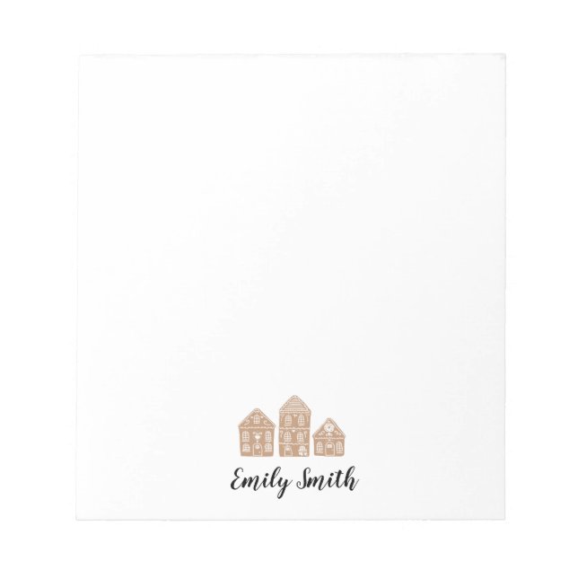 Custom Name Gingerbread Village Illustration Notepad (Front)