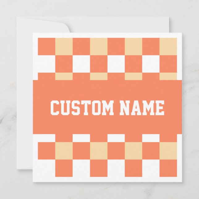 Custom Name Gingham Pattern  Invitation (Front)