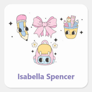 Custom Name Girl Cute  Square Sticker