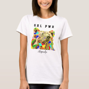 Custom name Girl Power Bear  T-Shirt