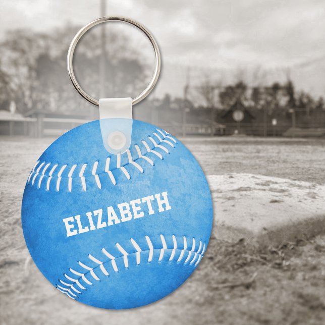 custom name girls blue softball key ring (Creator Uploaded)