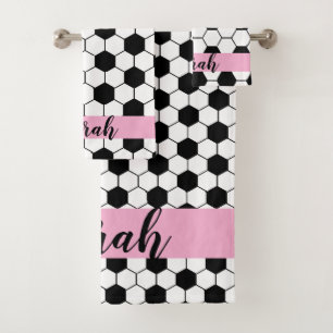 Custom Name Girl's Soccer Towel Set