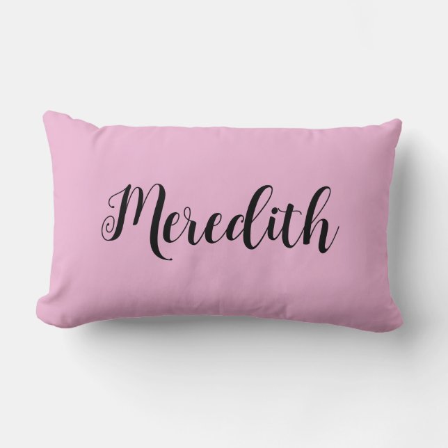 Custom Name Girls Throw Pillow Pink Black Font (Front)