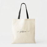 Custom Name Girly Black Script Wedding Bridesmaid Tote Bag<br><div class="desc">Custom Name Simple Feminine Girly Black Script Tote Bag
Great gift idea for your bridesmaids,  friends and family.</div>