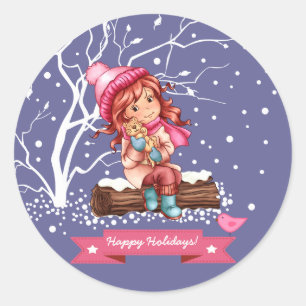 Custom Name Girly Design Christmas Gift Stickers