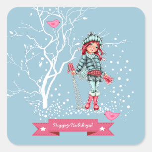 Custom Name Girly Design Christmas Gift Stickers