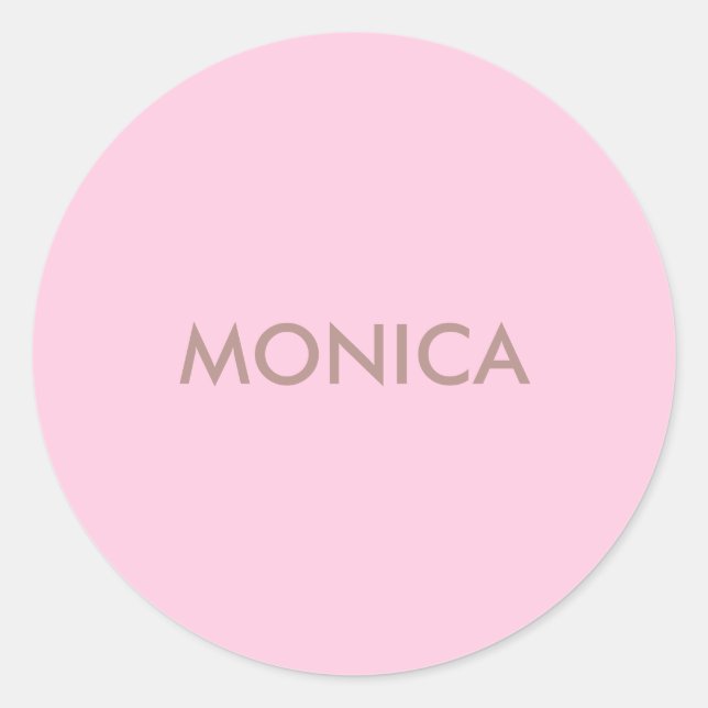 Custom name girly pink classic round sticker (Front)