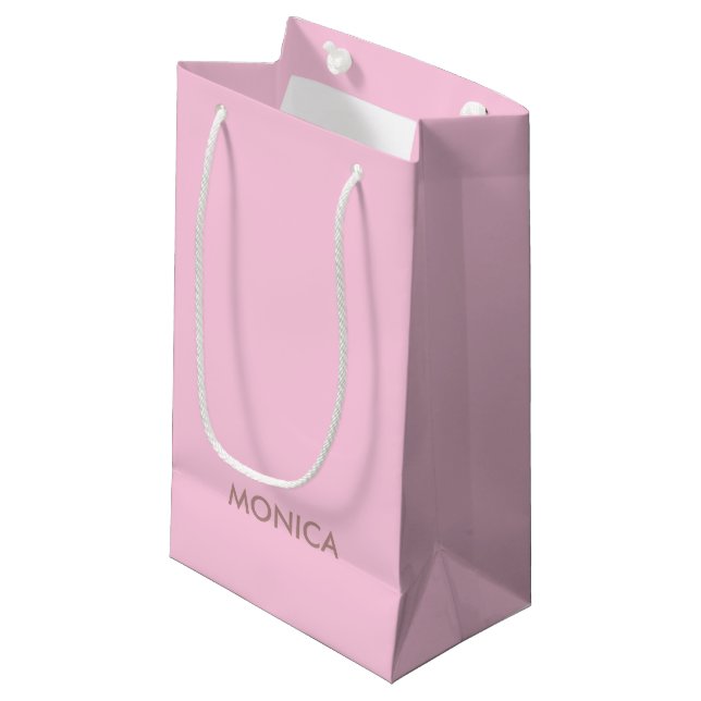 Custom name girly pink small gift bag (Front Angled)