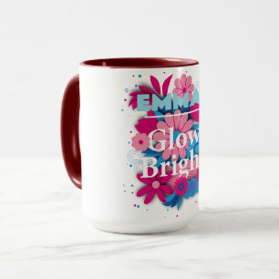 Custom Name Glow Bright Floral Mug