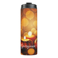 Custom Name Glowing Pumpkins Autumnal Bokeh Effect