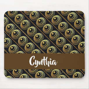 Custom name gold circles mouse pad