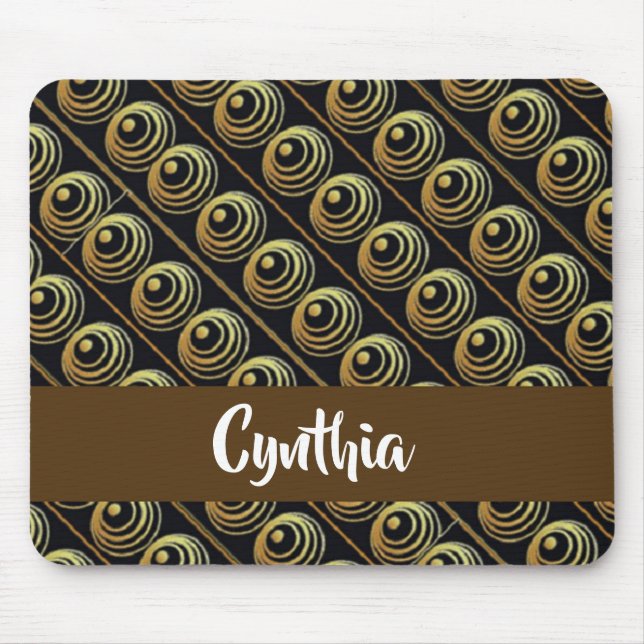Custom name gold circles mouse pad (Front)