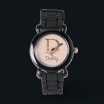 Custom Name Gold Foil Blush Pink Roses Letter D Watch<br><div class="desc">Custom Name Gold Foil Blush Pink Roses Letter D design presents an elegant floral monogram with shimmering detail—ideal for soft feminine style,  romantic touches,  and personalised name designs. Click 'Personalise' to add your name or a loved one’s.</div>