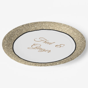 Custom Name Gold Glitter 9" Paper Plates