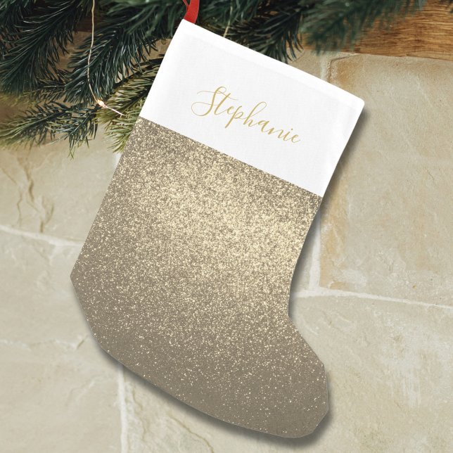 Custom Name Gold Glitter Small Christmas Stocking (Creator Uploaded)