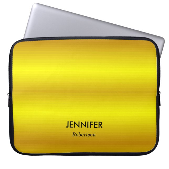 Custom name gold gradient laptop sleeve (Front)