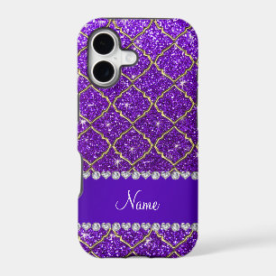 Custom name gold indigo purple glitter moroccan