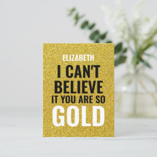 Custom Name Gold Modern 50th birthday Postcard