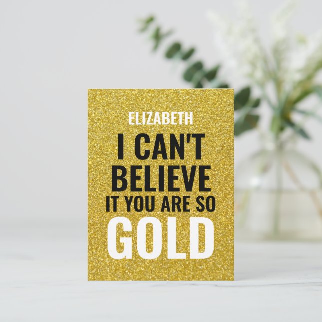 Custom Name Gold Modern 50th birthday Postcard (Standing Front)