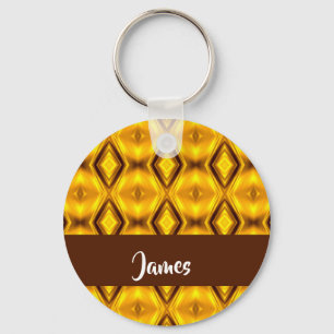 Custom name gold shapes pattern key ring