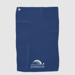 Custom Name Golf Ball Clubs Blue Golf Towel