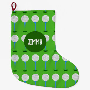 Custom Name Golf Ball & Tee Christmas Stocking