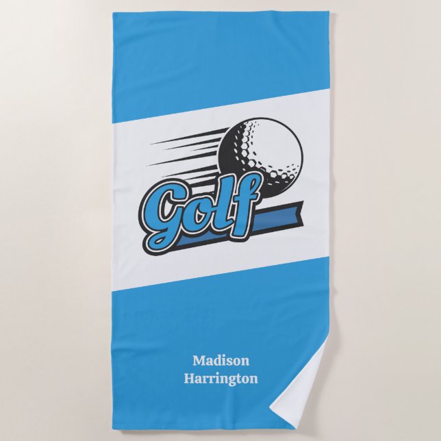 Custom Name Golf Beach Towel (Front)