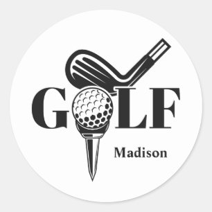 Custom Name Golf Classic Round Sticker