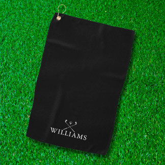 Custom Name Golf Clubs Black And White Towel