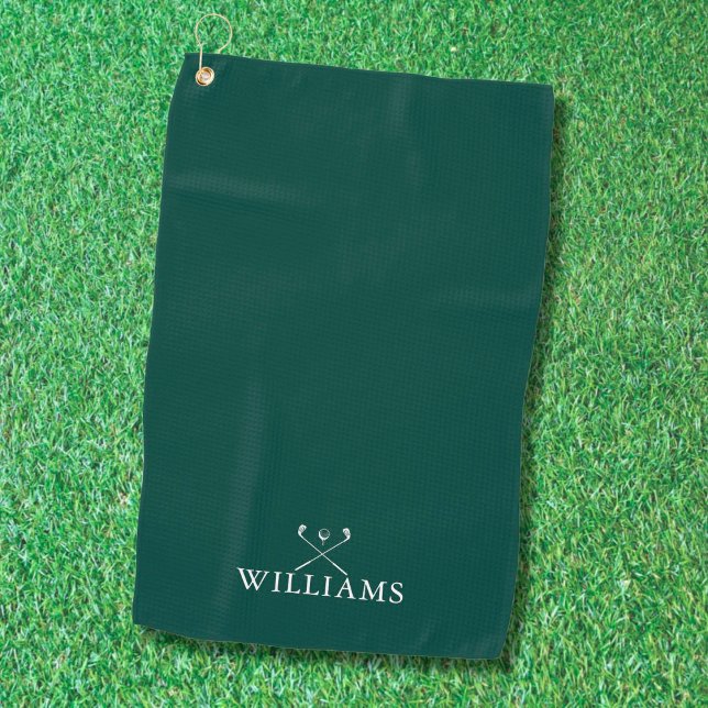 Custom Name Golf Clubs Emerald Green Golf Towel (Creator Uploaded)