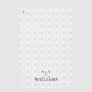 Custom Name Golf Clubs Pattern Black And White Golf Towel