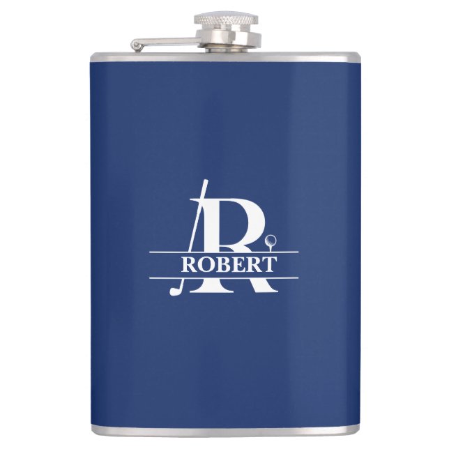Custom Name Golf Letter Vinyl Wrapped Flask (Front)