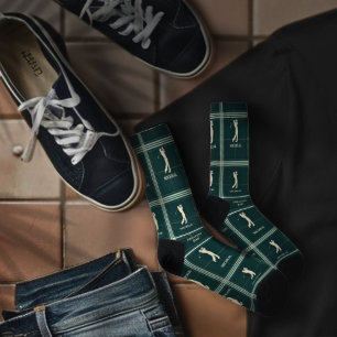 Custom Name Golf Logo Hole in One Plaid Pattern Socks