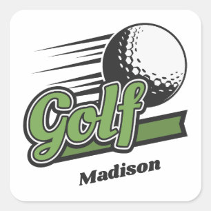Custom Name Golf Square Sticker